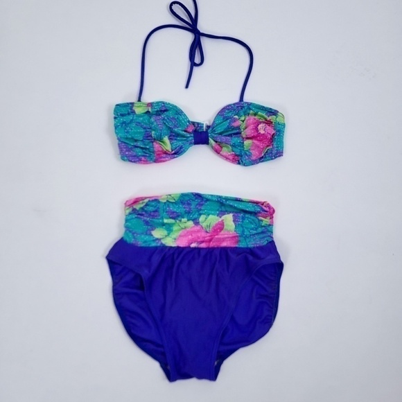 Free With Purchase - 80's bikini 2 piece swim suit bandeau halter bralette - Picture 5 of 8